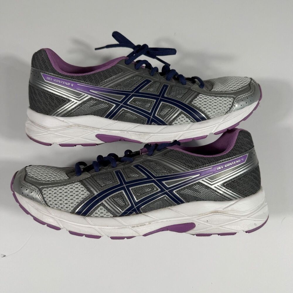 ASICS GEL-Contend 4 Silver Grey Purple Running Shoes Women's Size 10 T765N